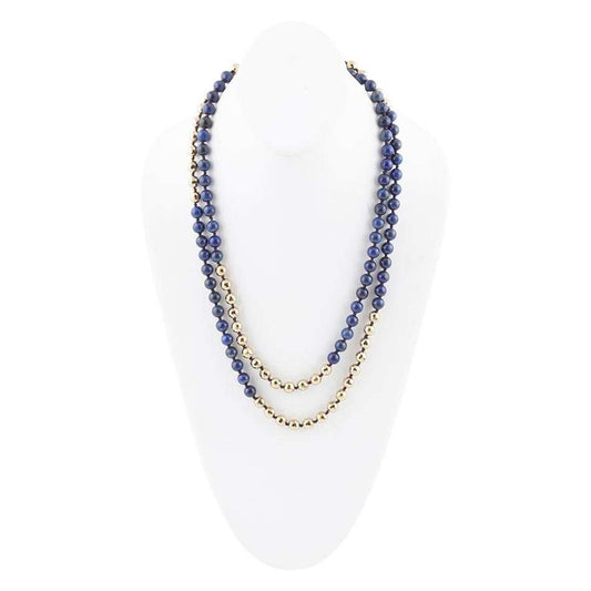 Blue Lapis Wrap Golden Necklace - Barse Jewelry - Flyclothing LLC