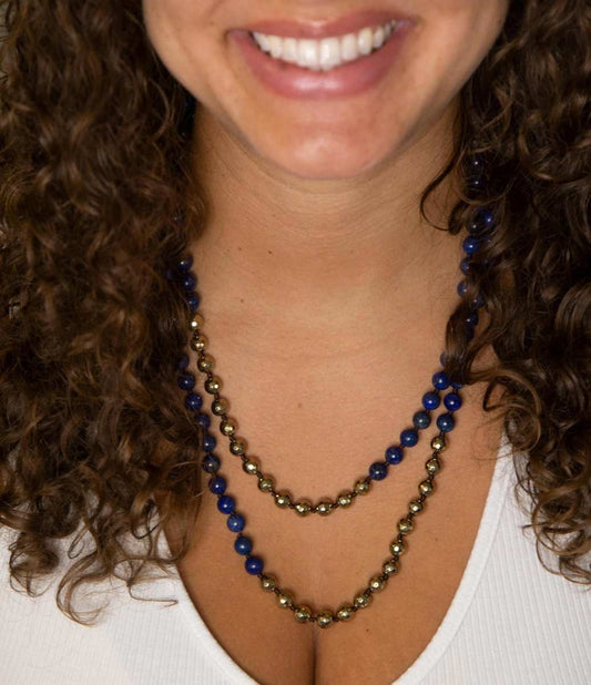 Blue Lapis Wrap Golden Necklace - Barse Jewelry - Flyclothing LLC