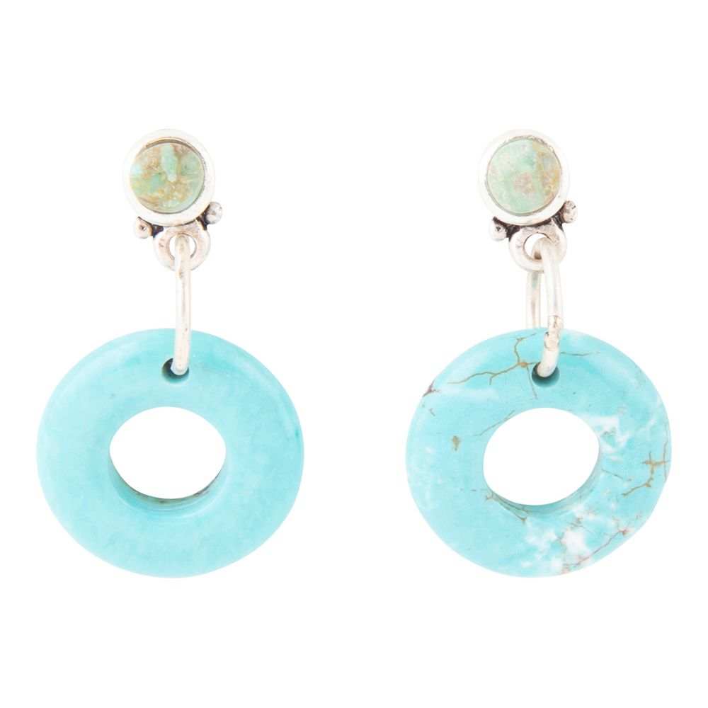 Blue Magnesite Donut Sterling Silver Drop Earrings - Barse Jewelry - Flyclothing LLC