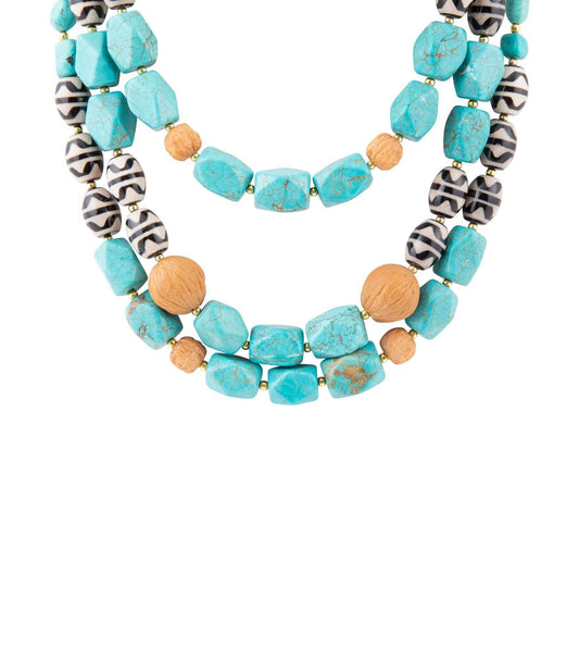 Tulum Blue Magnesite Golden Statement Necklace - Barse Jewelry - Flyclothing LLC