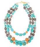 Tulum Blue Magnesite Golden Statement Necklace - Barse Jewelry - Flyclothing LLC