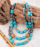 Tulum Blue Magnesite Golden Statement Necklace - Barse Jewelry - Flyclothing LLC