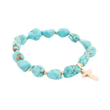 Blue Magnesite on the Cross Golden Charm Bracelet - Barse Jewelry - Flyclothing LLC