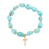 Blue Magnesite on the Cross Golden Charm Bracelet - Barse Jewelry - Flyclothing LLC