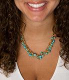 Blue Magnesite Stones Golden Chain Necklace - Barse Jewelry - Flyclothing LLC