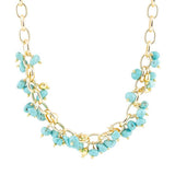 Blue Magnesite Stones Golden Chain Necklace - Barse Jewelry - Flyclothing LLC