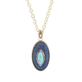 Stacked Blue Turquoise and Denim Golden Pendant Necklace - Barse Jewelry - Flyclothing LLC