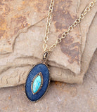Stacked Blue Turquoise and Denim Golden Pendant Necklace - Barse Jewelry - Flyclothing LLC
