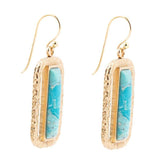 Blue Turquoise and Golden Bronze Open Earrings - Barse Jewelry - Flyclothing LLC