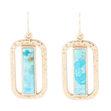 Blue Turquoise and Golden Bronze Open Earrings - Barse Jewelry - Flyclothing LLC