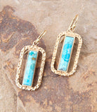 Blue Turquoise and Golden Bronze Open Earrings - Barse Jewelry - Flyclothing LLC