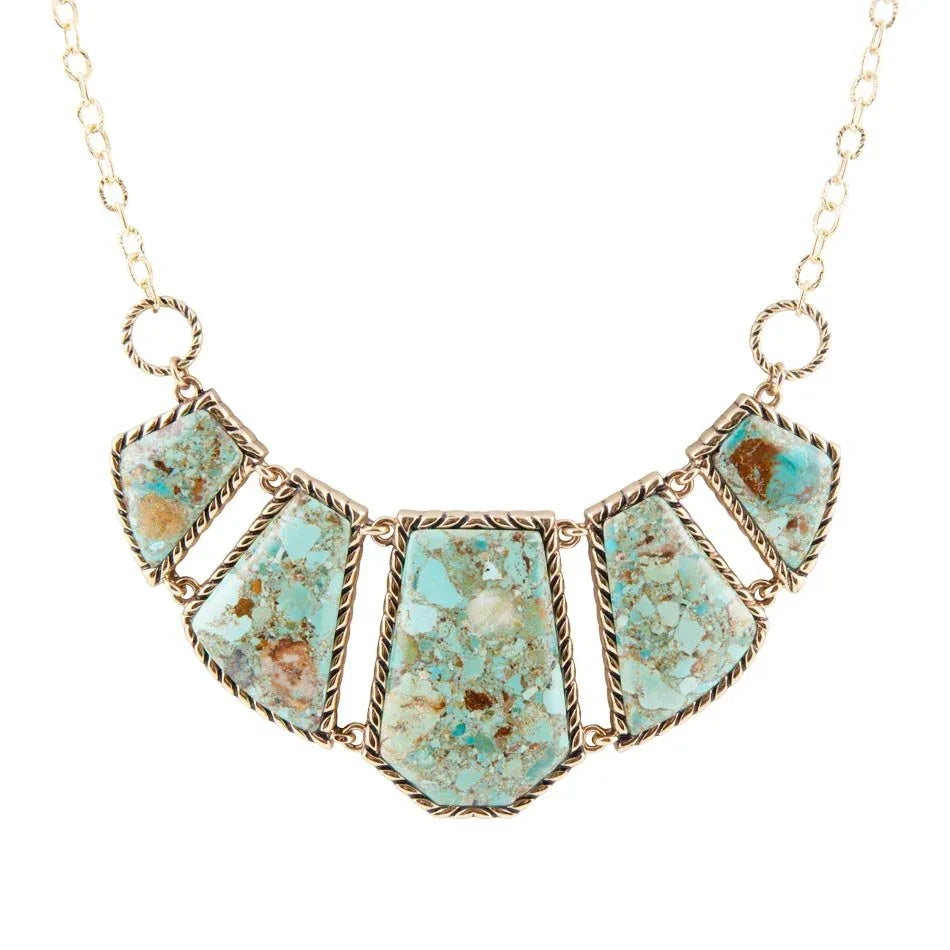 Blue Turquoise and Goldtone Statement Necklace - Barse Jewelry - Flyclothing LLC