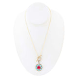 Blue Turquoise and Red Quartz Golden Chain Necklace - Barse Jewelry - Flyclothing LLC