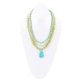 Blue Turquoise and Yellow Citrine Multi-Layer Golden Necklace - Barse Jewelry - Flyclothing LLC