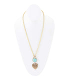 Blue Turquoise Flower Golden Necklace - Barse Jewelry - Flyclothing LLC