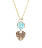 Blue Turquoise Flower Golden Necklace - Barse Jewelry - Flyclothing LLC