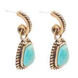 Blue Turquoise Golden Roped Earrings - Barse Jewelry - Flyclothing LLC