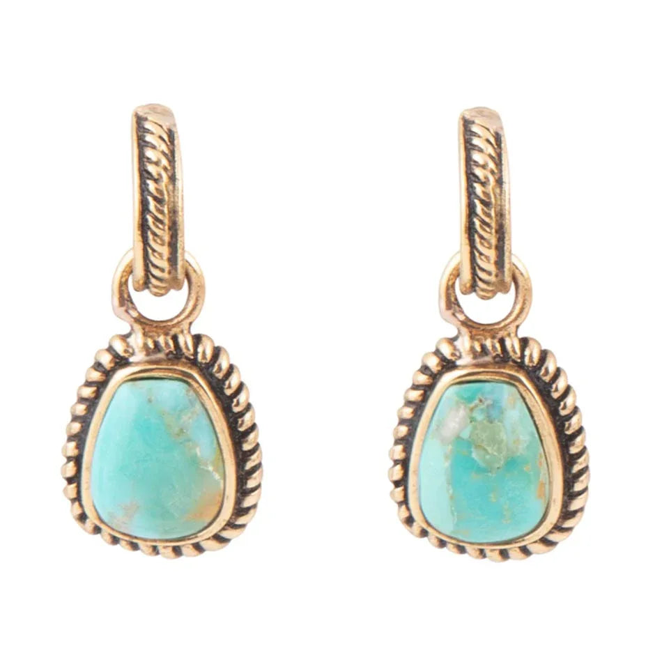 Blue Turquoise Golden Roped Earrings - Barse Jewelry - Flyclothing LLC