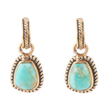 Blue Turquoise Golden Roped Earrings - Barse Jewelry - Flyclothing LLC