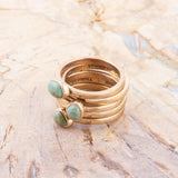 Blue Turquoise Golden Stacking Ring Set - Barse Jewelry - Flyclothing LLC