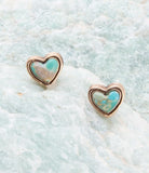 Heart Blue Turquoise Golden Stud Earrings - Barse Jewelry - Flyclothing LLC