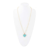 Blue Turquoise Heart Pendant Golden Necklace