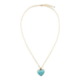 Blue Turquoise Heart Pendant Golden Necklace