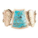 Blue Turquoise Jeweled Statement Link Golden Bracelet - Barse Jewelry - Flyclothing LLC