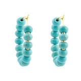 Blue Turquoise Magnesite Golden Hoop Earrings - Barse Jewelry - Flyclothing LLC