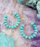 Blue Turquoise Magnesite Golden Hoop Earrings - Barse Jewelry - Flyclothing LLC