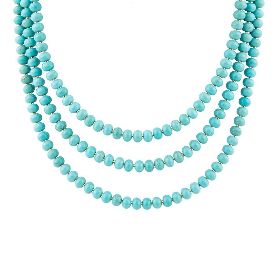 Blue Turquoise Magnesite Golden Necklace - Barse Jewelry - Flyclothing LLC