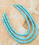 Blue Turquoise Magnesite Golden Necklace - Barse Jewelry - Flyclothing LLC