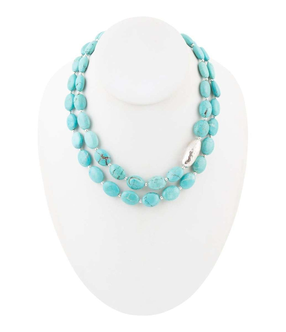 Blue Turquoise Magnesite Sterling Silver Strand Necklace - Barse Jewelry - Flyclothing LLC