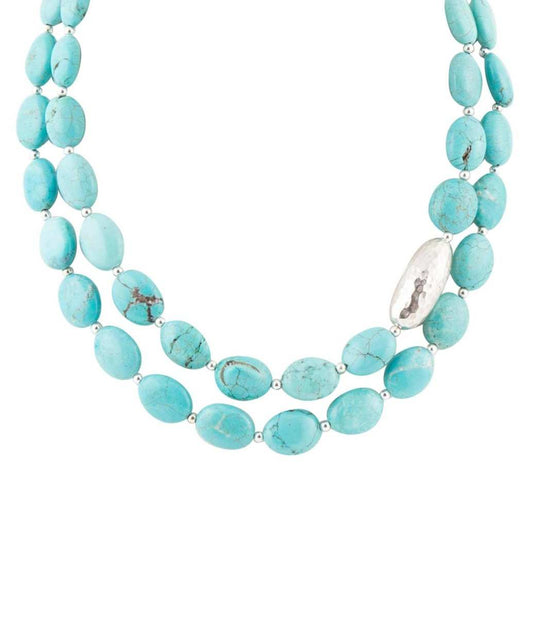 Blue Turquoise Magnesite Sterling Silver Strand Necklace - Barse Jewelry - Flyclothing LLC