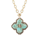 Blue Turquoise Maltese Golden Cross Pendant - Barse Jewelry - Flyclothing LLC