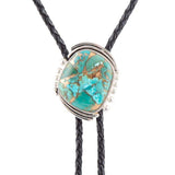 Blue Turquoise Matrix Sterling Silver Bolo Tie Necklace - Barse Jewelry - Flyclothing LLC