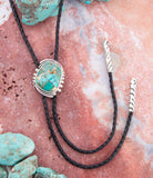 Blue Turquoise Matrix Sterling Silver Bolo Tie Necklace - Barse Jewelry - Flyclothing LLC