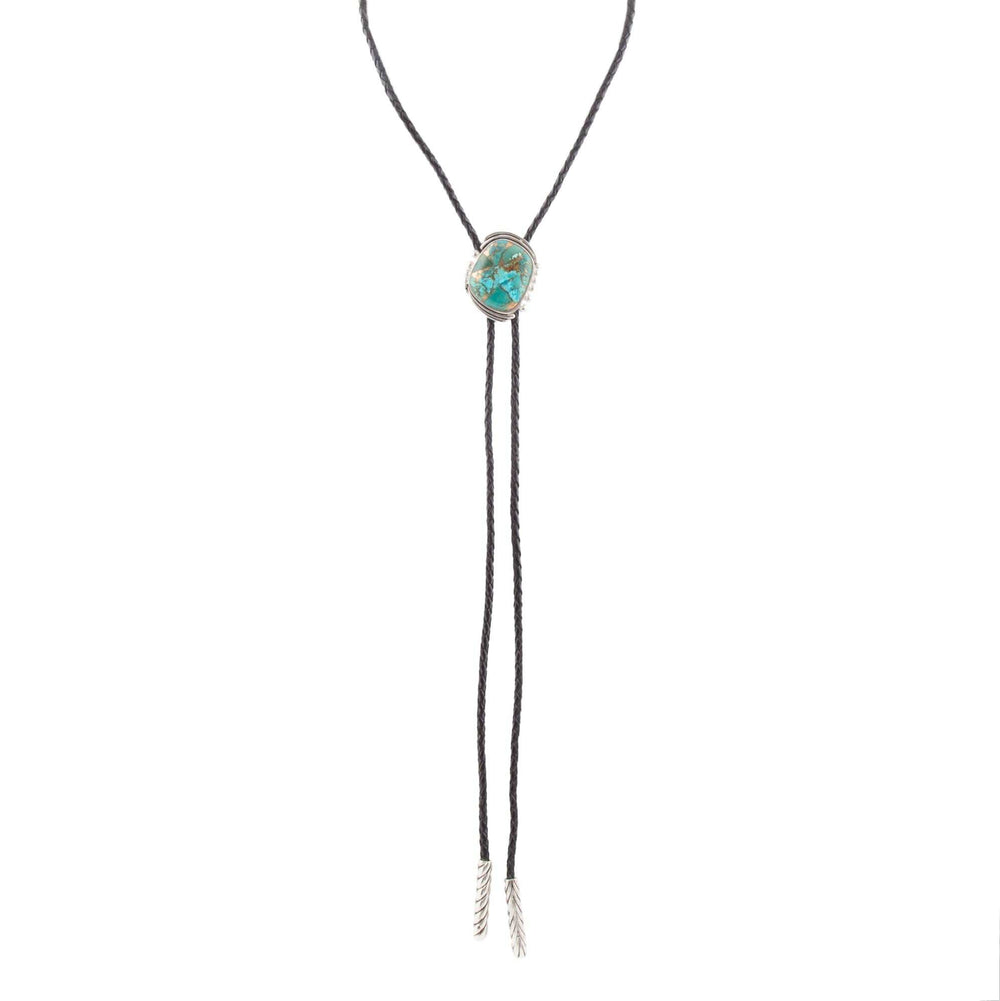 Blue Turquoise Matrix Sterling Silver Bolo Tie Necklace - Barse Jewelry - Flyclothing LLC