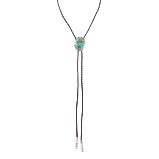 Blue Turquoise Matrix Sterling Silver Bolo Tie Necklace - Barse Jewelry - Flyclothing LLC