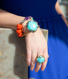Blue Turquoise Rhombus Statement Cuff Bracelet - Barse Jewelry - Flyclothing LLC