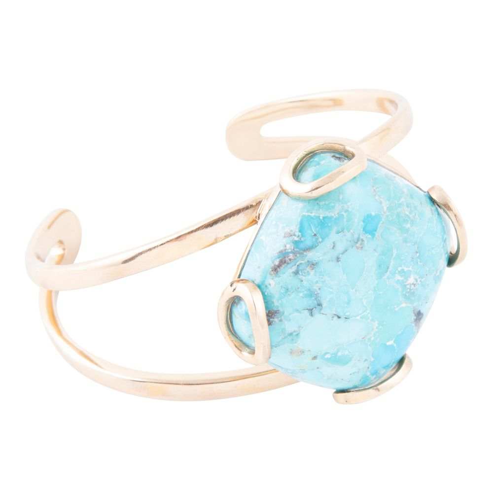Blue Turquoise Rhombus Statement Cuff Bracelet - Barse Jewelry - Flyclothing LLC