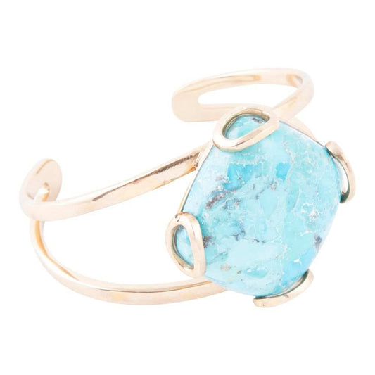 Blue Turquoise Rhombus Statement Cuff Bracelet - Barse Jewelry - Flyclothing LLC