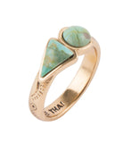 Blue Turquoise Shape Golden Bronze Ring - Barse Jewelry - Flyclothing LLC