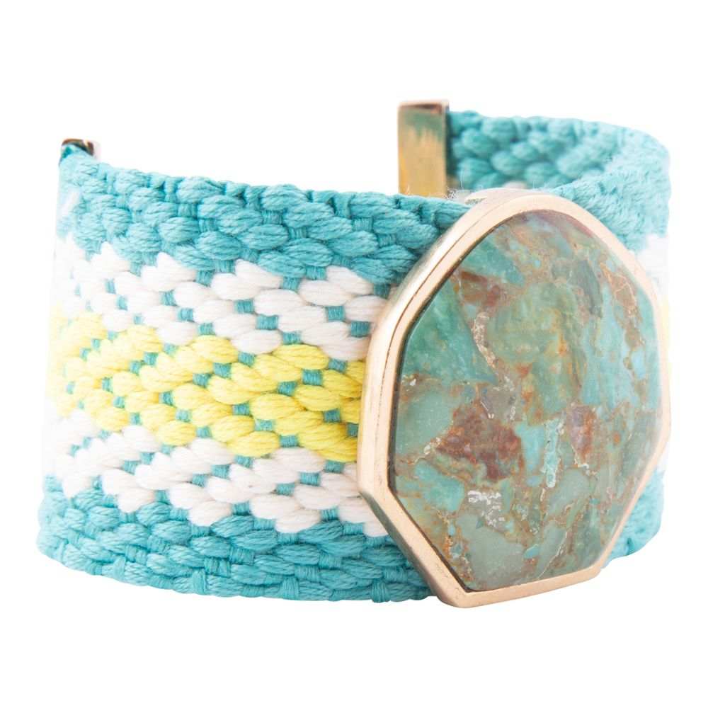 Blue Turquoise Textile Blues Woven Bracelet - Barse Jewelry - Flyclothing LLC