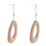 Blue Turquoise Top Carved Wood Sterling Silver Earrings - Barse Jewelry - Flyclothing LLC