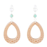 Blue Turquoise Top Carved Wood Sterling Silver Earrings - Barse Jewelry - Flyclothing LLC