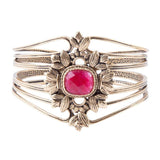 Bordeaux Quartz and Bronze Ornate Cuff Bracelet - Barse Jewelry - Flyclothing LLC