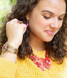 Bordeaux Quartz and Bronze Ornate Cuff Bracelet - Barse Jewelry - Flyclothing LLC