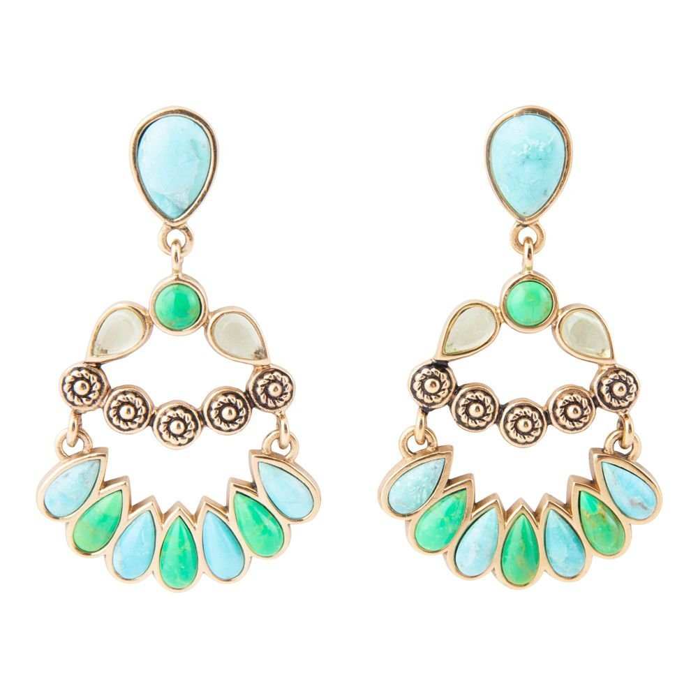 Legacy Blue and Lime Turquoise Golden Post Drop Earrings - Barse Jewelry - Flyclothing LLC