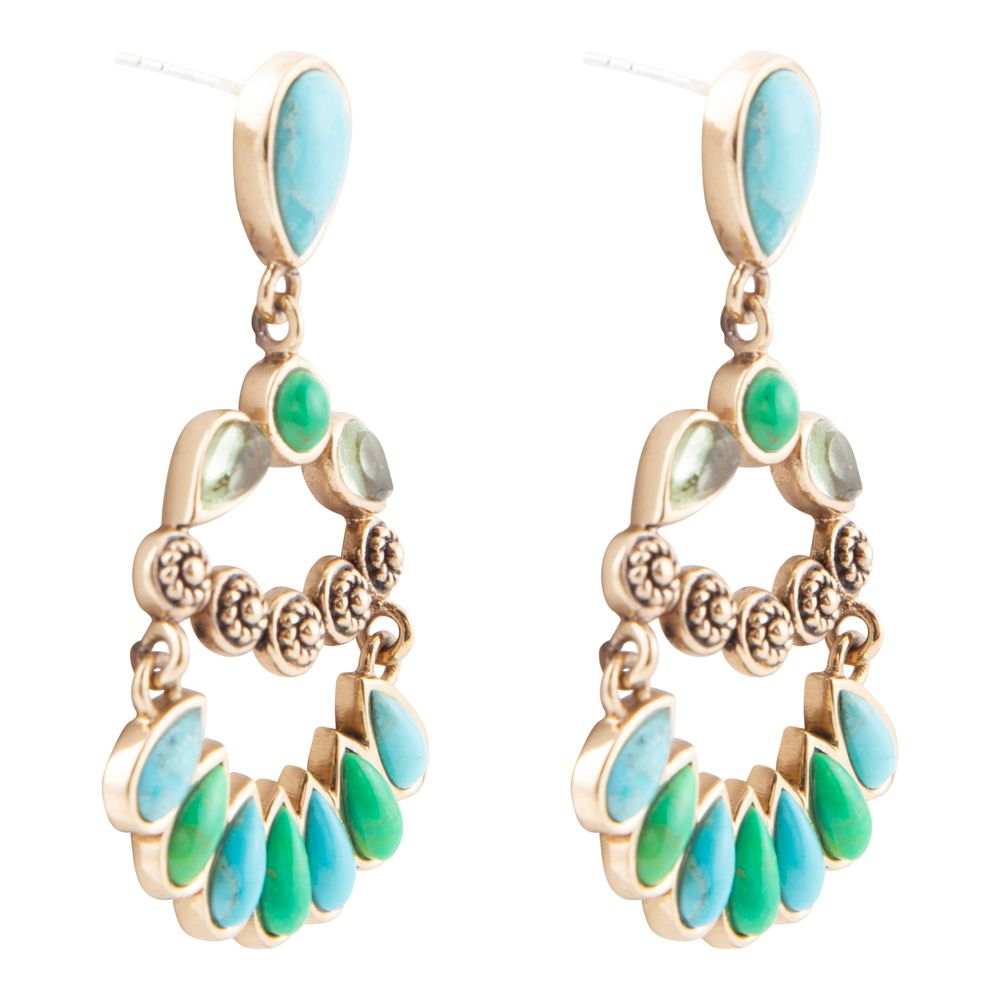 Legacy Blue and Lime Turquoise Golden Post Drop Earrings - Barse Jewelry - Flyclothing LLC